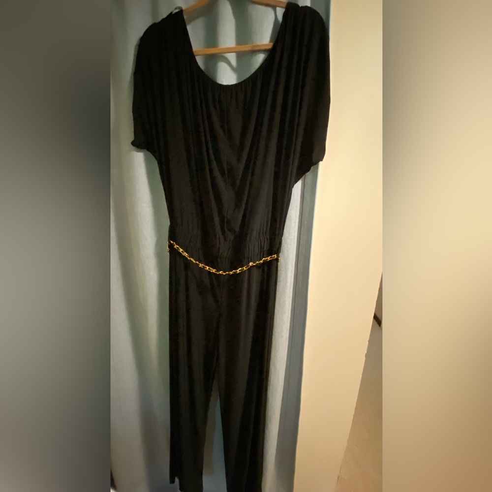 Forever 21 Black Jumpsuit with Gold Chain Detail